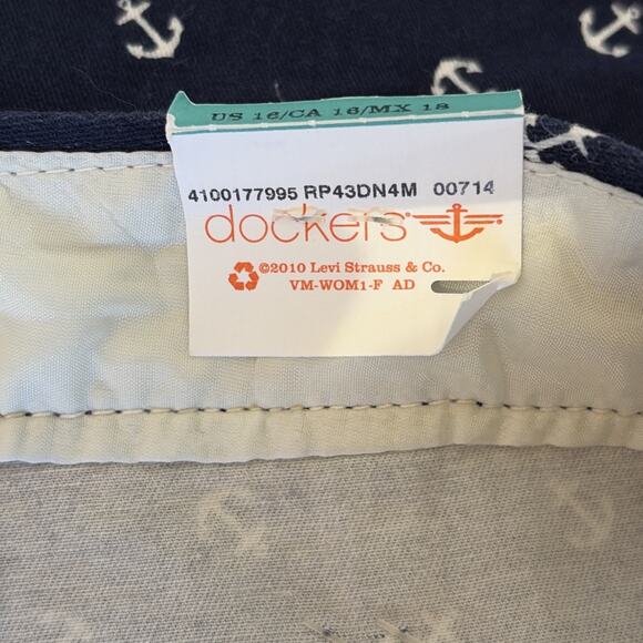 Dockers Navy Blue Nautical Allover Anchor Chino Shorts Preppy Womens 16 NEW NWT - Picture 7 of 7
